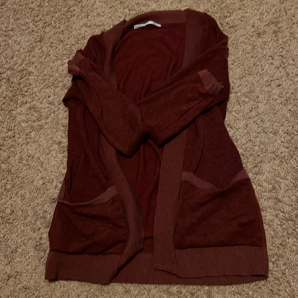 Red cardigan